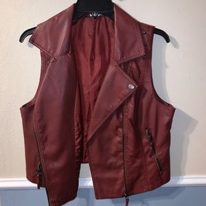 Maroon Leather Vest